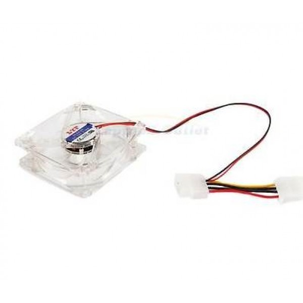 Computer Cooler 80mm 8cm 4 Pin Cooling Fan Silent Transparent LED Illuminated